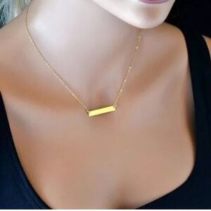 💗Gold ID bar choker necklace N3